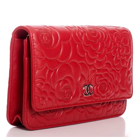 chanel red camellia woc|chanel camellia wallet on chain.